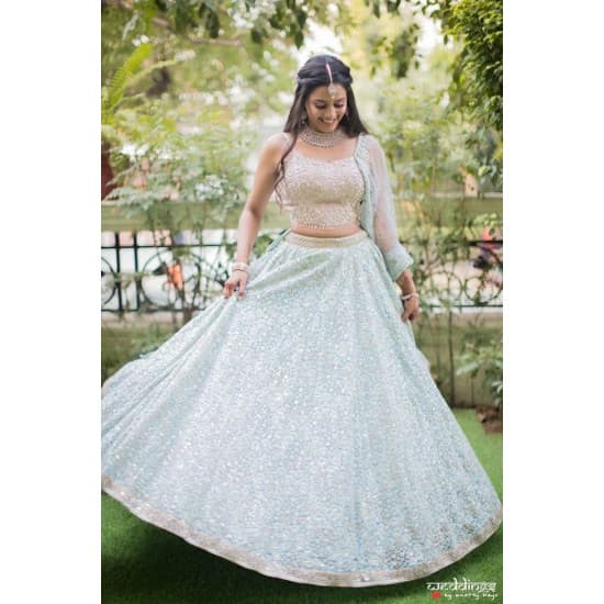 Sparkling Sky Blue Color Georgette With Heavy Embroidery Sequence Work Wedding Lehenga Choli Sparkling Sky Blue Color Georgette With Heavy Embroidery Sequence Work Wedding Lehenga Choli