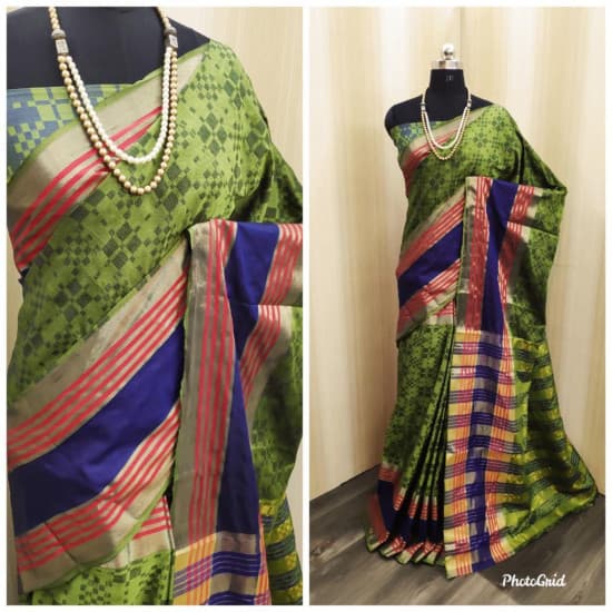 Gorgeous Mahendi Color Soft Cotton Designer Saree Gorgeous Mahendi Color Soft Cotton Designer Saree