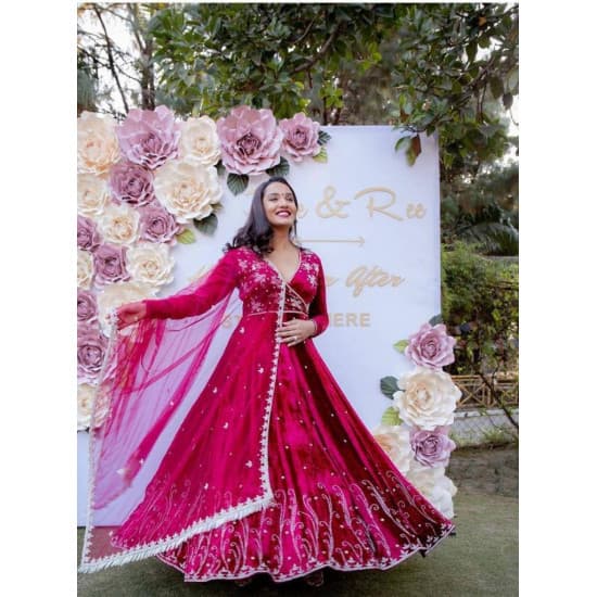 Modish Pink Color Viscos Embroidered Designer Top With Dupatta Modish Pink Color Viscos Embroidered Designer Top With Dupatta