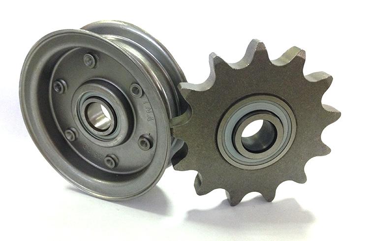 Roller chain idler pulley units