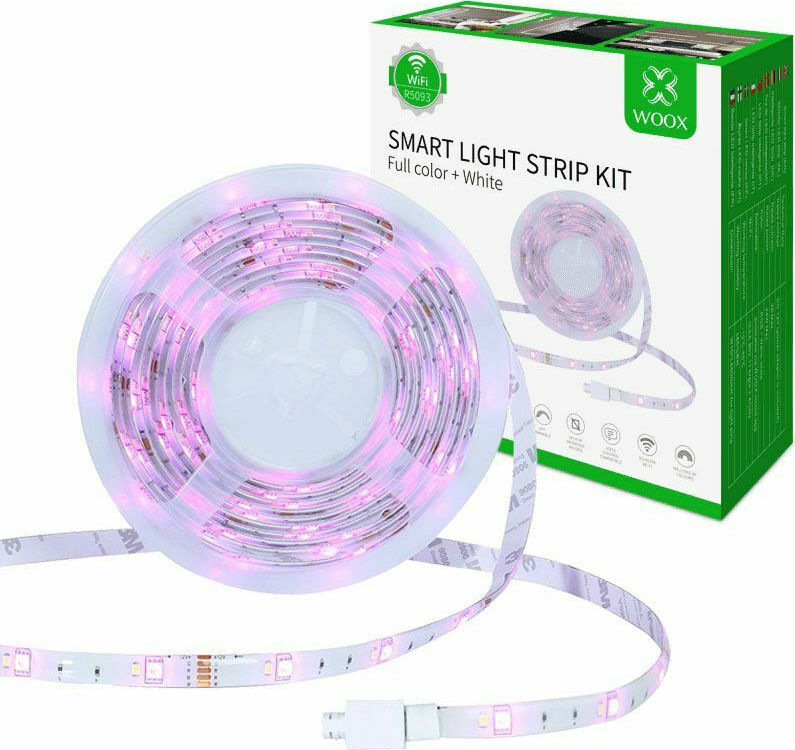 SMART HOME WOOX SMART LED LIGHTING STRIP KIT WATERPROOF 24W RGB IP65 5M FULL COLOR AND WARM WHITE R5093 21925