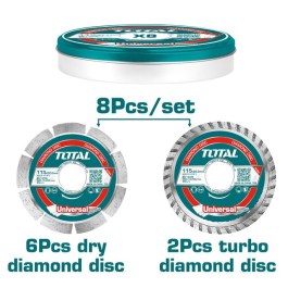 TOTAL DIAMOND DISCS SET 115mm 8pcs TAC2101153  TOTAL ΔΙΑΜΑΝΤΟΔΙΣΚΟΙ 115mm 8pcs TAC2101153 