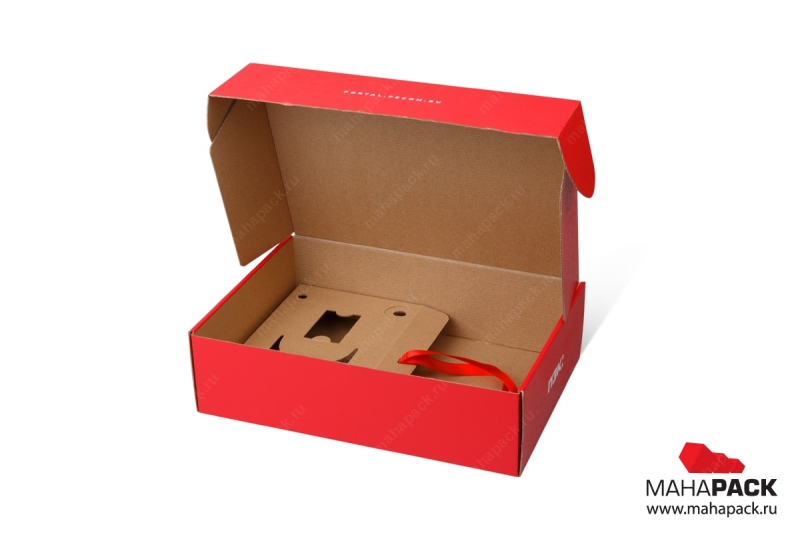 Красная коробка из микрогофрокартона