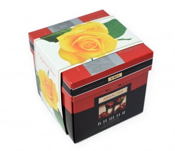 Самосборная коробочка-кубик для конфет. Вишня в Москве – производство на заказ
