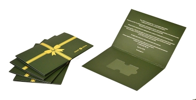 Картонная упаковка для пластиковой карты. Банк ЮГРА в Москве – производство на заказ