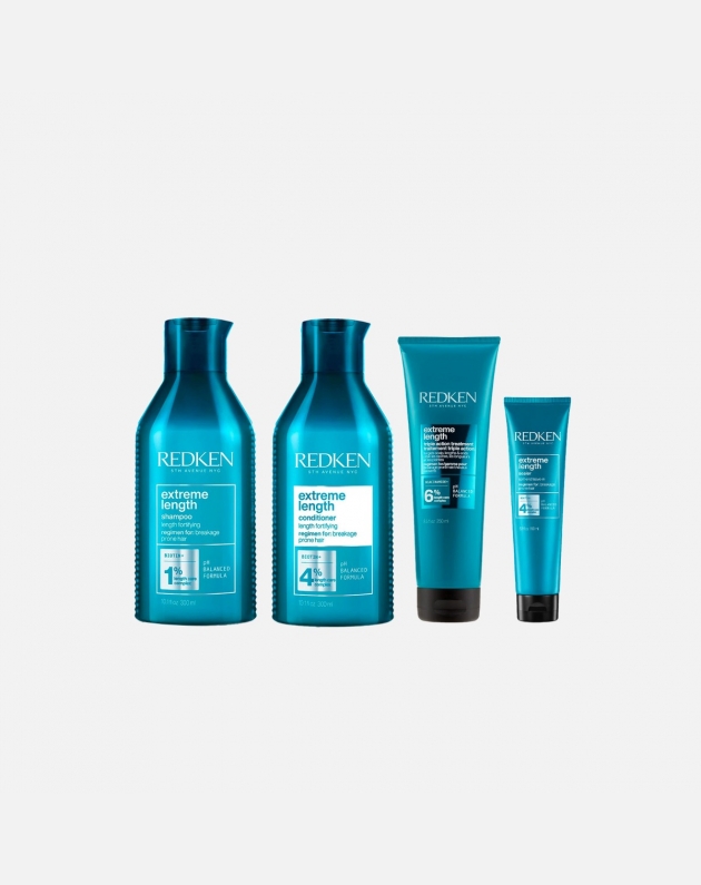 Kit Redken Extreme Length completo fortificante per capelli lunghi - shampoo + conditioner + maschera + siero