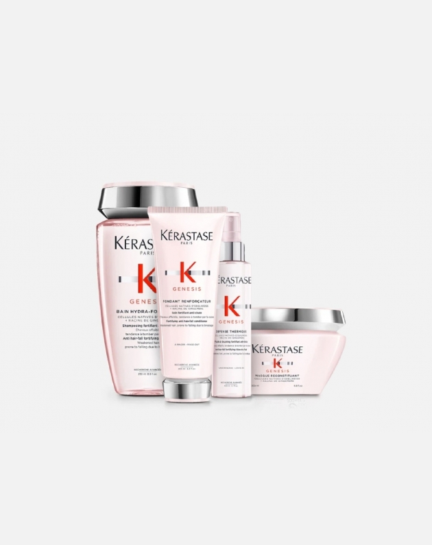 Kit Kérastase Genesis anticaduta rinforzante per capelli deboli e secchi - Shampoo + Balsamo + Maschera + termoprotettore