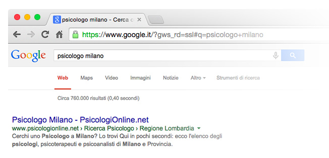 Psicologo visibilità motori di ricerca