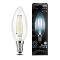 Лампа Gauss Filament Свеча 11W 750lm 4100К Е14 LED