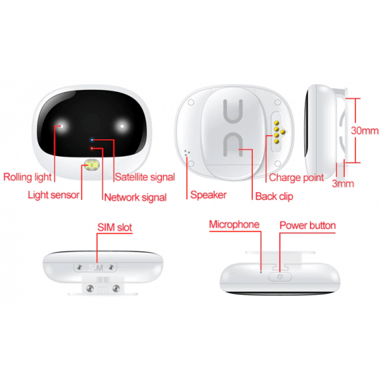 Gps tracker pre mačky a psy – 4G, GPS, WiFi lokalizácia v budovách, opustenie zóny, zvonček, LED svetlo, odposluch, vodeodolnosť