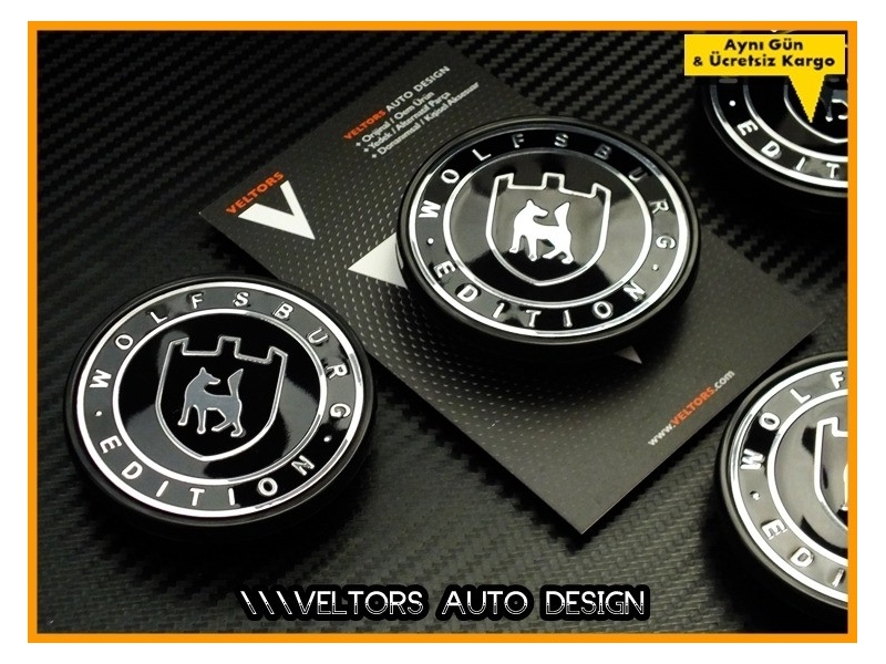 VW Wolfsburg Edition Logo Amblem Jant Göbeği Göbek Kapak Seti VW Wolfsburg Edition Logo Amblem Jant Göbeği Göbek Kapak Seti