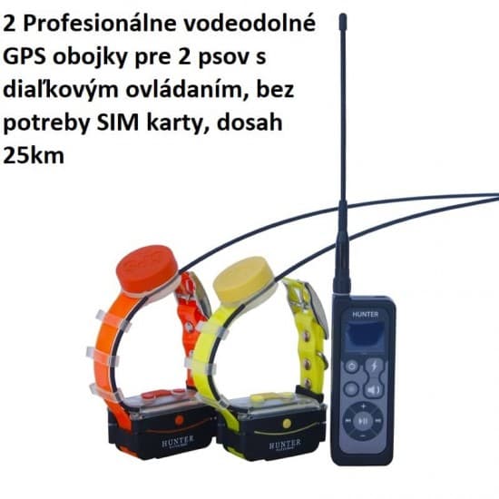 2 Profesionálne vodeodolné GPS obojky pre 2 psov s diaľkovým ovládaním, bez potreby SIM karty, dosah 25km  