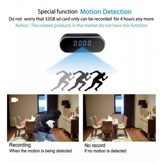 Skrytá kamera v hodinách – FULL HD, 140°, WiFi, IOS a Android aplikácia, nočné videnie, detekcia pohybu