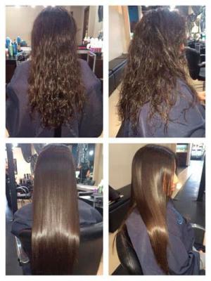 Фото до и после распрямления волос