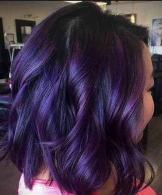 Фиолетовые волосы на каре 3