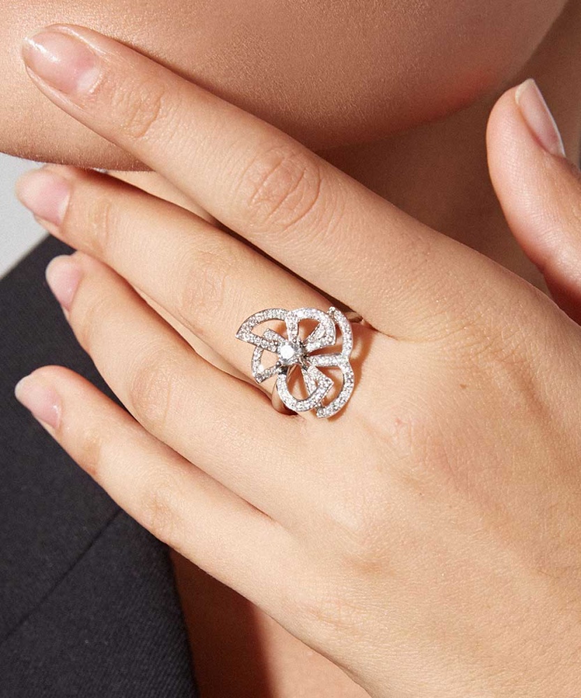Кольцо с бриллиантами из белого золота 585 пробы — Flymi.ru