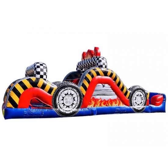 Long Race Car Inflatable Dry Obstacle Course