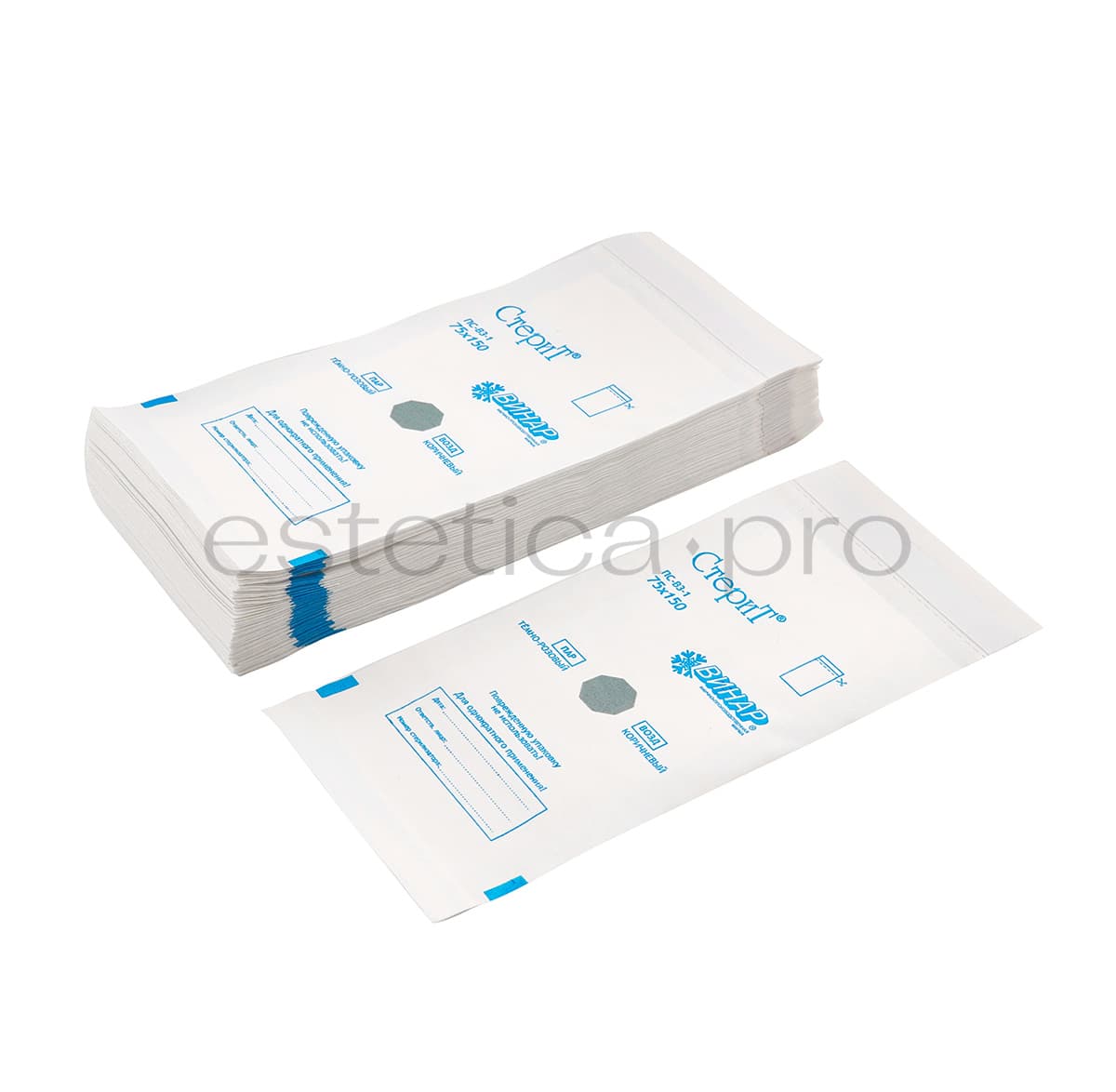 Пакеты для стерилизации (75*150) "Стерит" белые, 100 штук