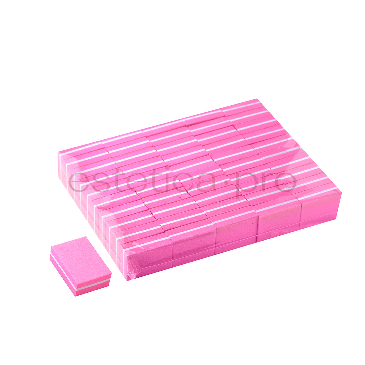 Баф цветной мини для ногтей Lisanail (50 шт.) розовый