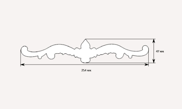 Декоративный элемент для мебели SY 0711-3 схематичное изображение с указанием размеров. Декоративный элемент для мебели SY 0711-3 схематичное изображение с указанием размеров.