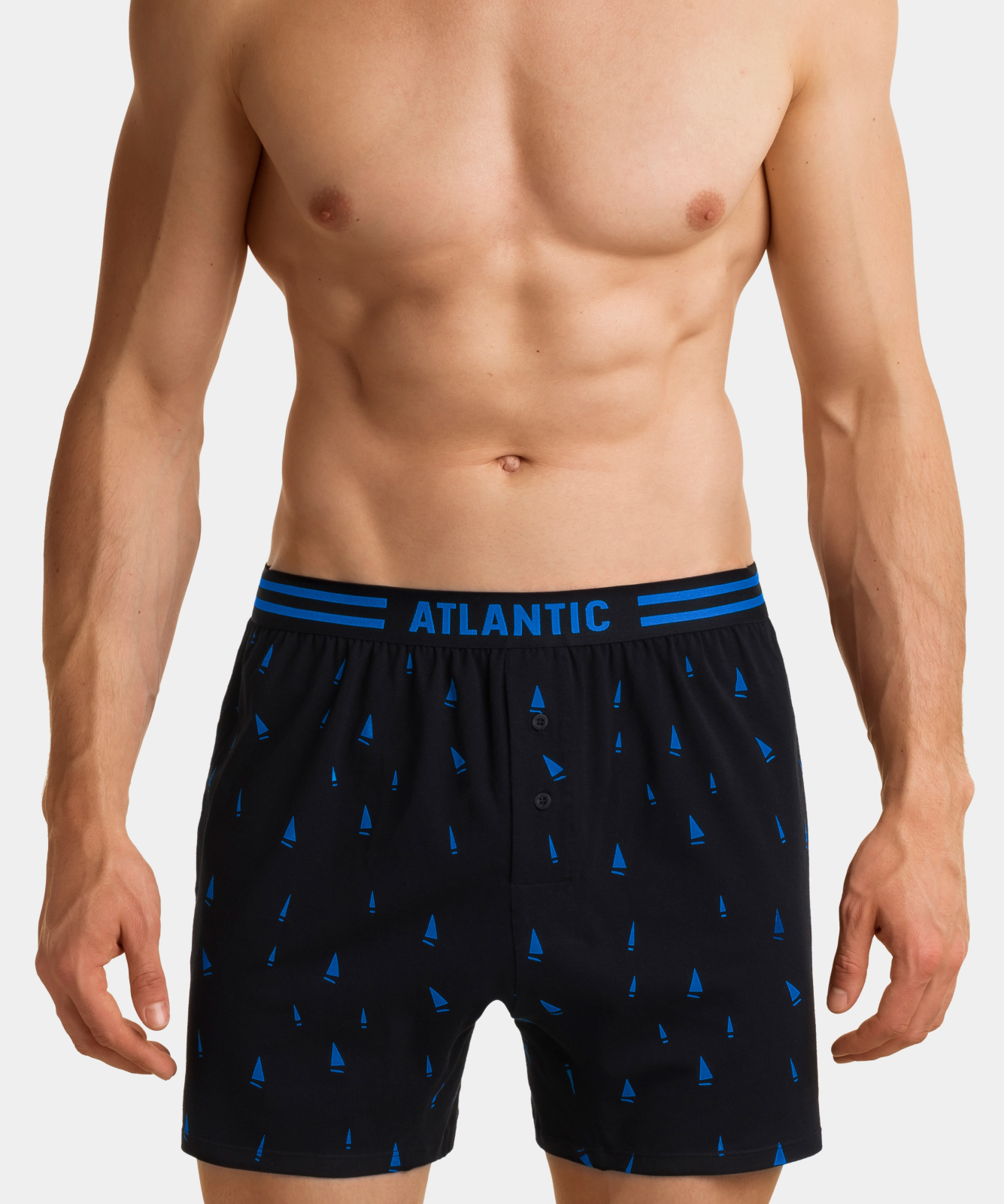 Atlantic мужские трусы боксеры 2MBX-015, Чёрный/Голубой