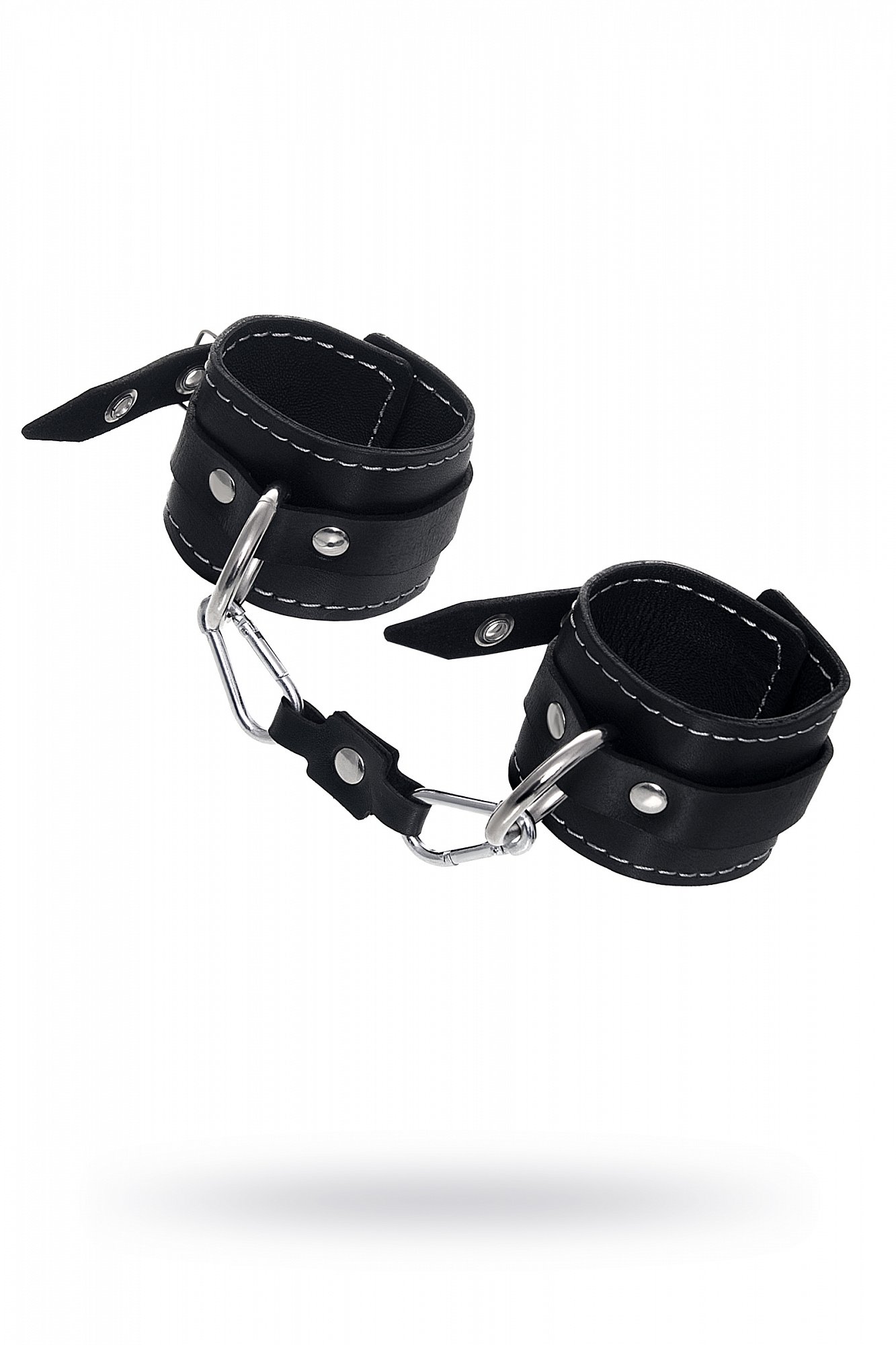 Pecado наручники двухслойные с белой строчкой 02111, Черный