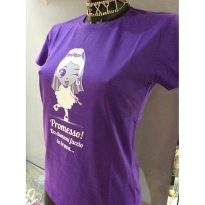 TAGLIA S  T-Shirt VIOLA addio al nubilato sposa con velo