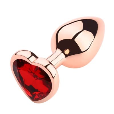 Heart Shape Anal Plug Gold Rose L Red