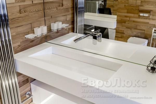 Раковина со скошенным дном из Staron SP011 PEARL