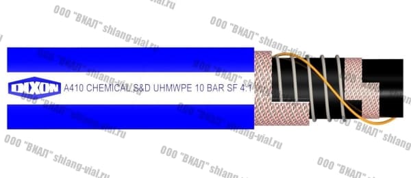 Рукав химстойкий напорно-всасывающий DIXON A410 10 Bar