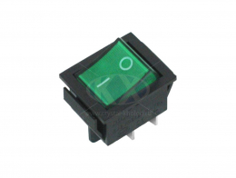 Выключатель зеленый KCD4 16А 250V, 20A 125V (4-х контакт.) клавишный 
