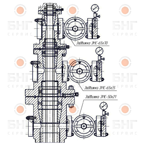 Обвязка колонная типовая DN 140 PN 14 чертеж