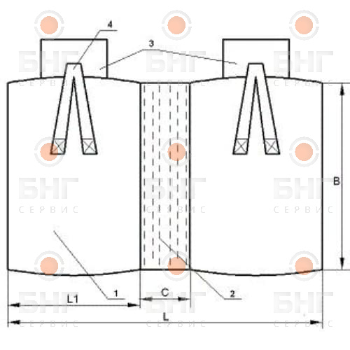 Текстильный контейнер КТ 1420 мм чертеж