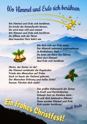 Wo Himmel und Erde sich berühren - Gedicht von Hedi Bode Wo Himmel und Erde sich berühren - Gedicht von Hedi Bode