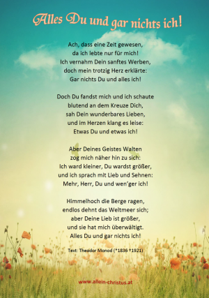 Alles Du und gar nichts ich! von Theodor Monod Alles Du und gar nichts ich! von Theodor Monod