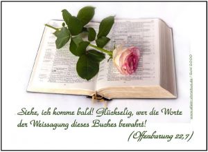 Offenbarung 22,7 - Siehe, ich komme bald! Glückselig, wer die Worte der Weissagung dieses Buches bewahrt! Offenbarung 22,7 - Siehe, ich komme bald! Glückselig, wer die Worte der Weissagung dieses Buches bewahrt!
