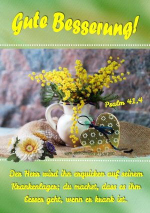 Psalm 41,4 - Der Herr wird ihn erquicken auf seinem Krankenlager; du machst, dass es ihm besser geht, wenn er krank ist. Psalm 41,4 - Der Herr wird ihn erquicken auf seinem Krankenlager; du machst, dass es ihm besser geht, wenn er krank ist.