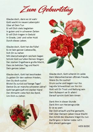 Zum Geburtstag - ein Gedicht von Hedi Bode Zum Geburtstag - ein Gedicht von Hedi Bode