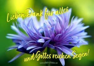 Lieben Dank für alles und Gottes reichen Segen! Lieben Dank für alles und Gottes reichen Segen!