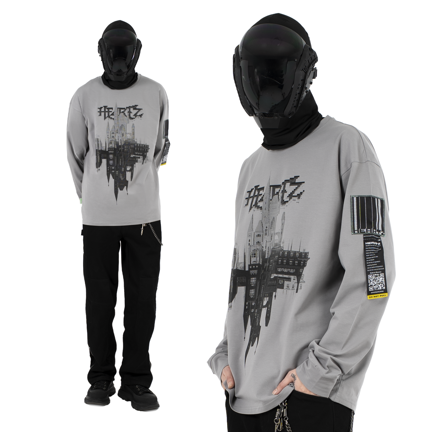 «The Castle» Logo Grey Boxy Longsleeve