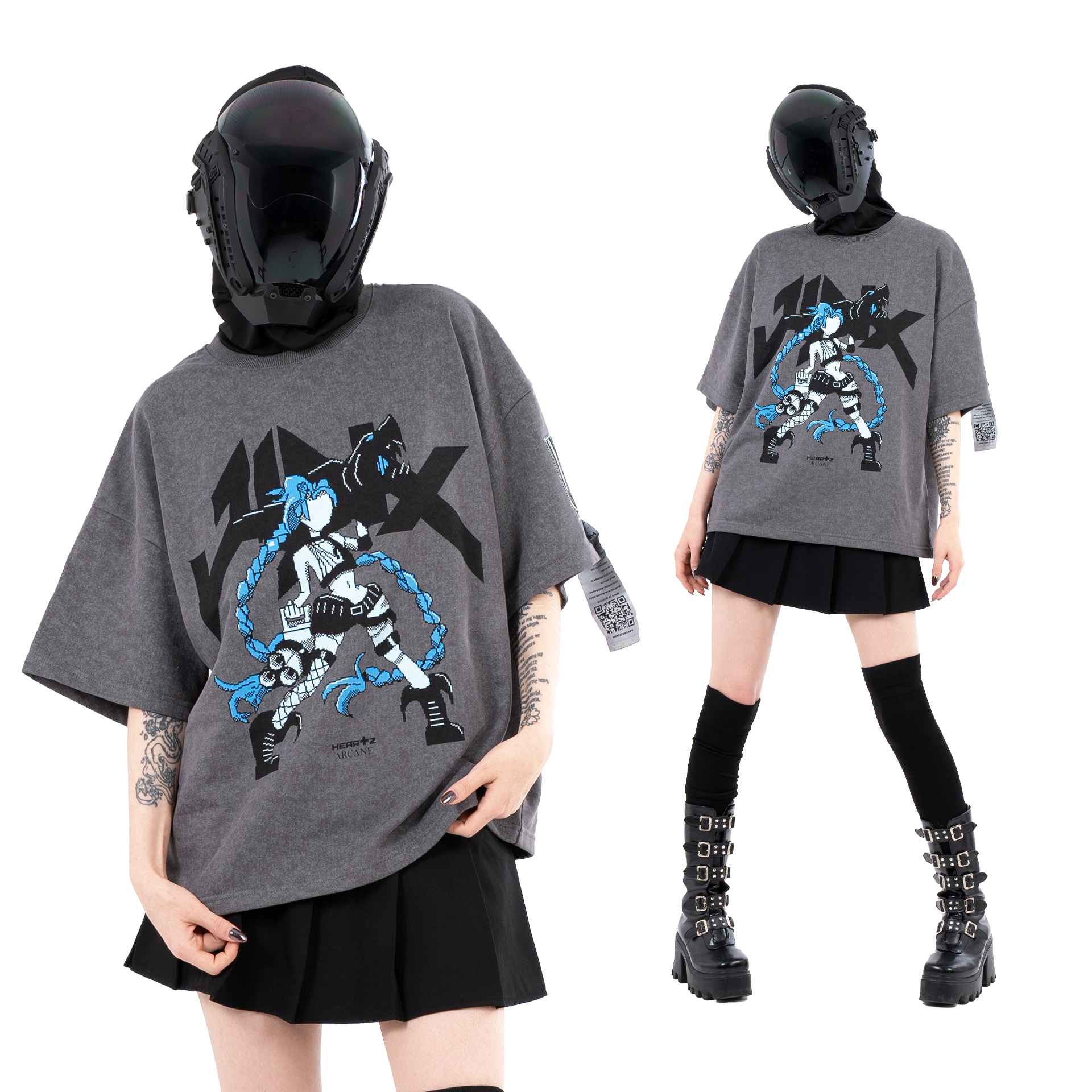 «PIXEL-ART» ARCANE WASHED KIMONO T-SHIRT