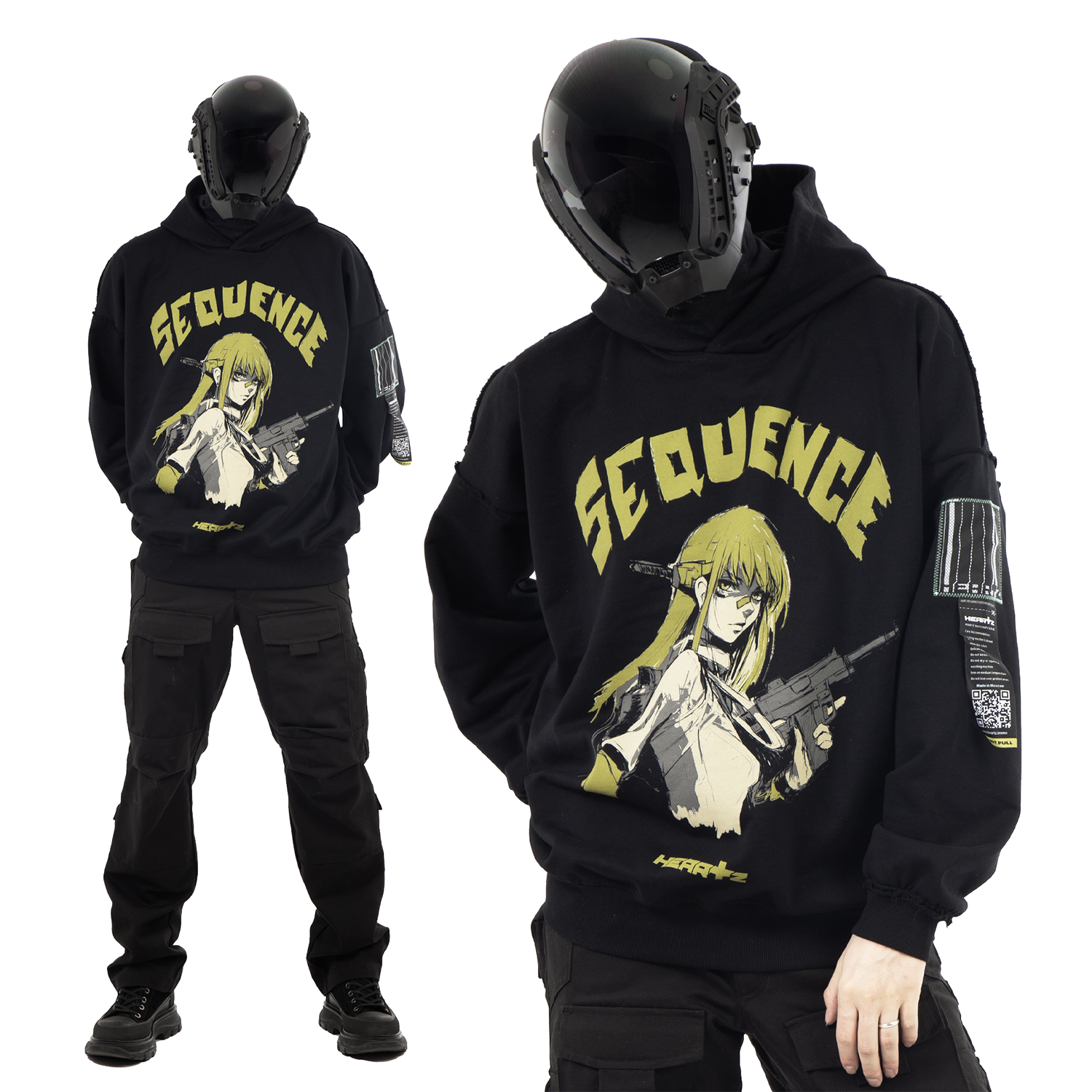 «Sequence» v1.1 Black Distressed Hoodie