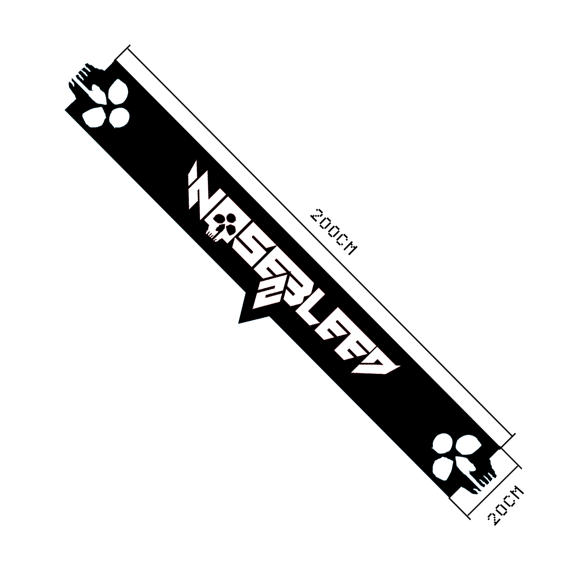 «NOSEBLEED TWO» BLACK DISTRESSED LOGO SCARF