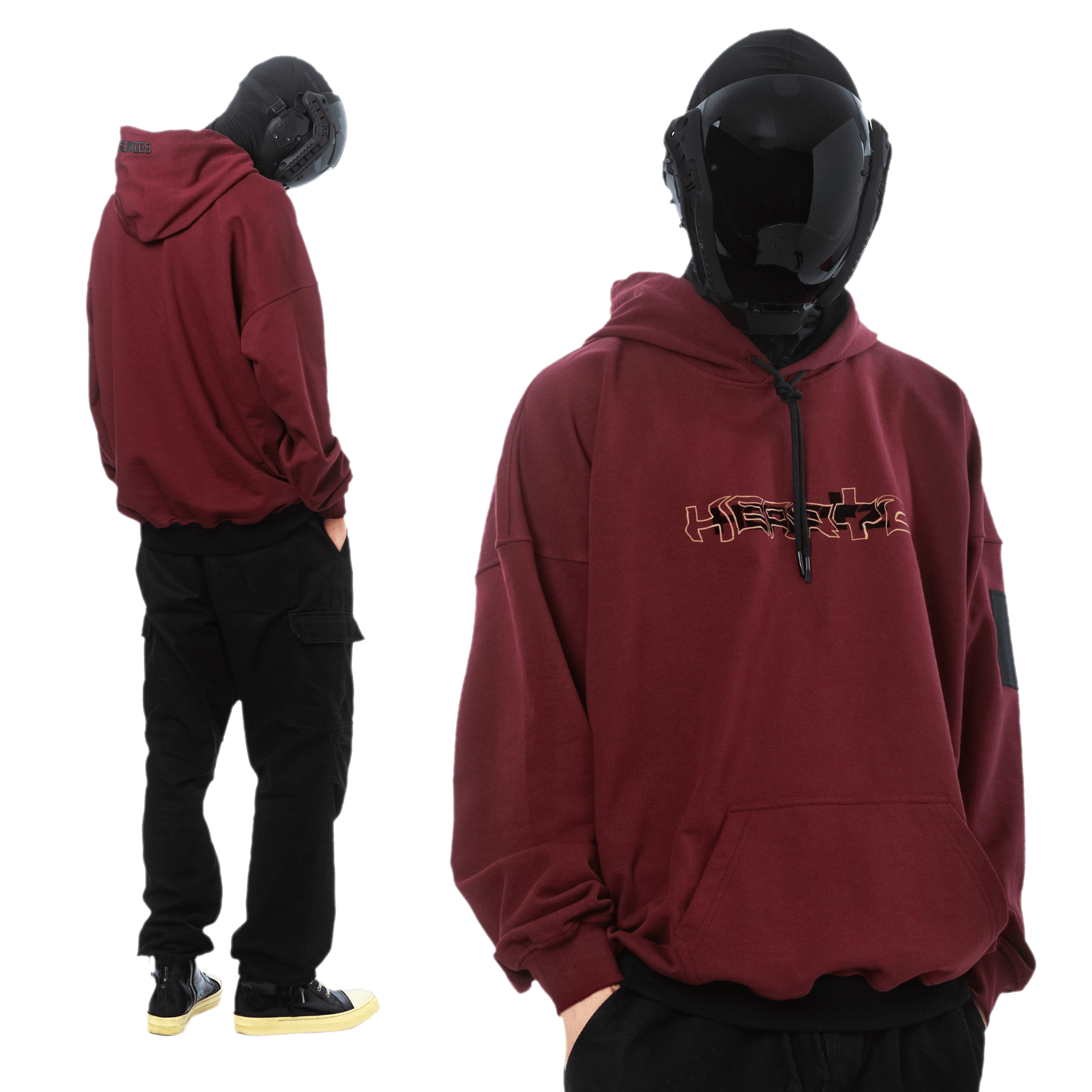 «Wave Logo» Black Series ED2 Dark Ruby Hoodie