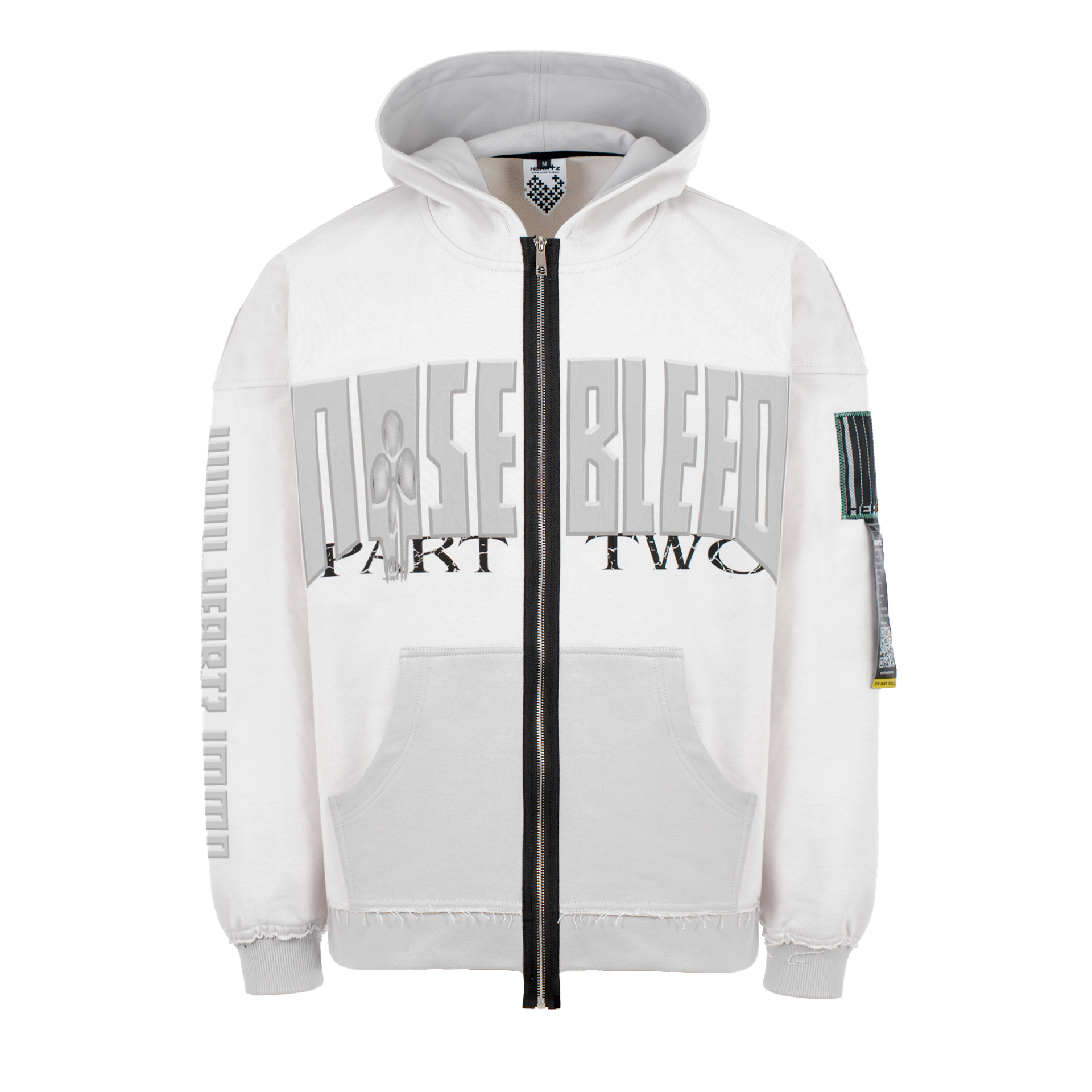 «PART-TWO:Light» Two-Tone Distressed Zip-Hoodie