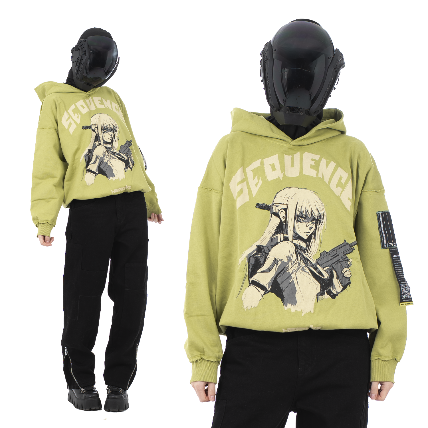 «Sequence» V1.1 Sage Distressed Hoodie