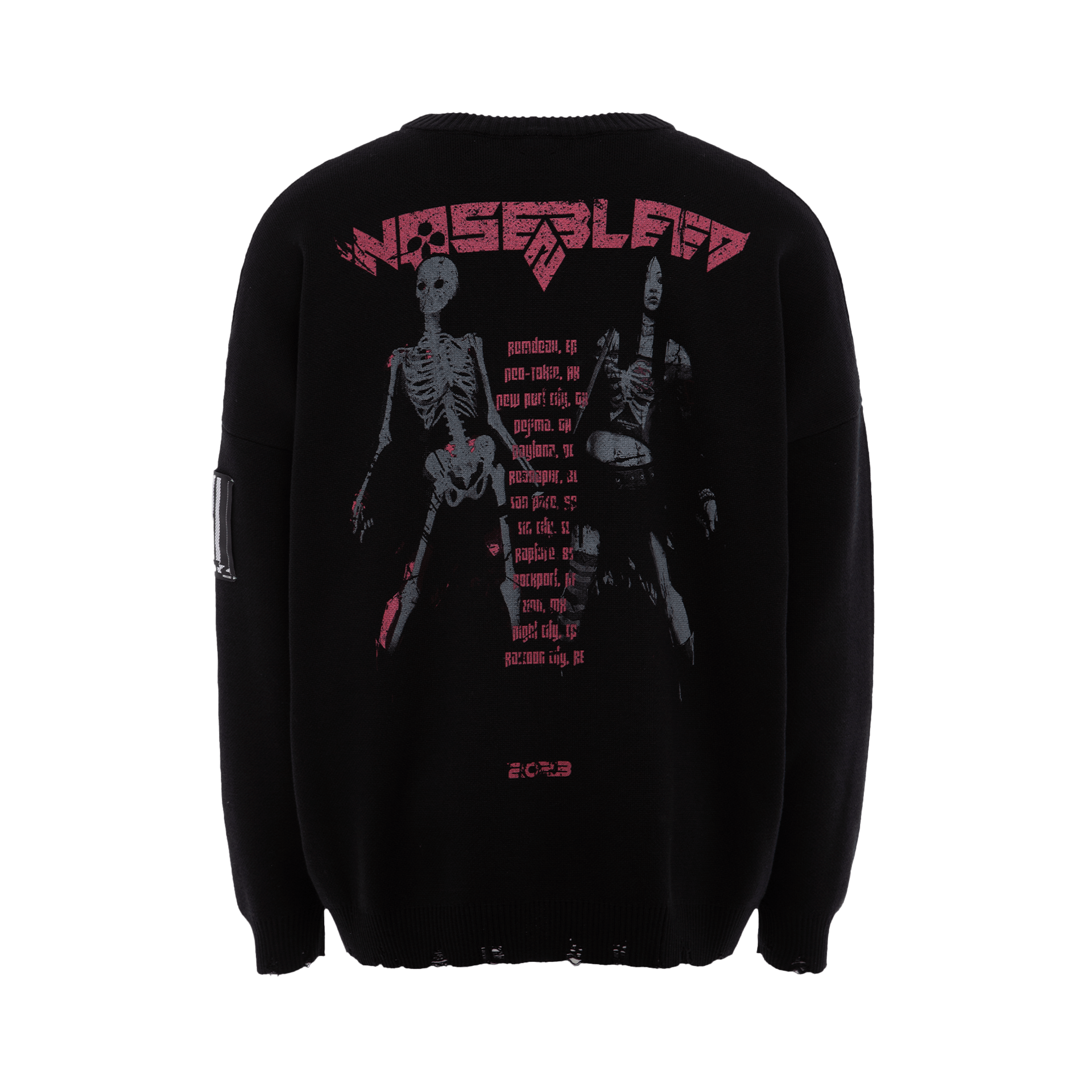 «DOUBLE-BARRELED» TOUR DISTRESSED SWEATER