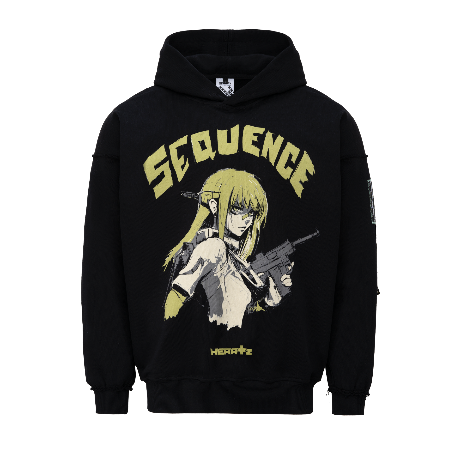 «Sequence» v1.1 Black Distressed Hoodie