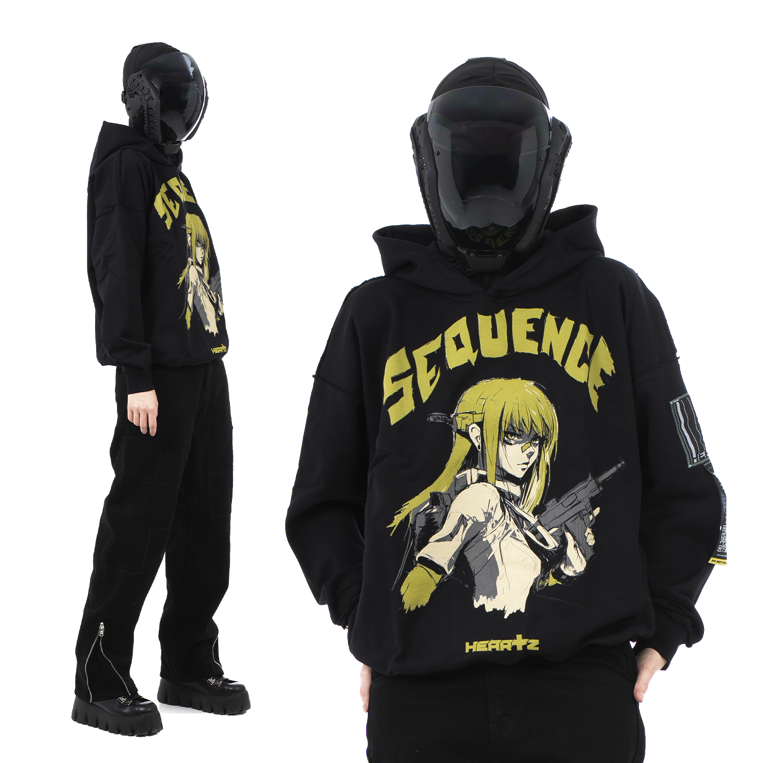 «Sequence» v1.1 Black Distressed Hoodie