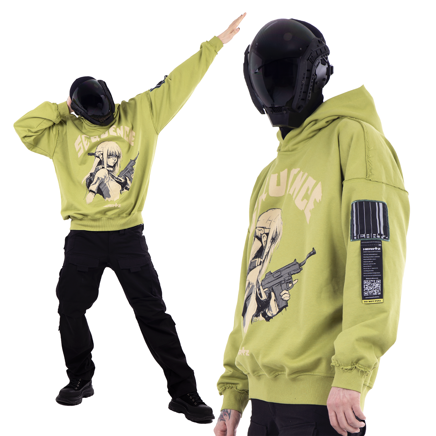 «Sequence» V1.1 Sage Distressed Hoodie